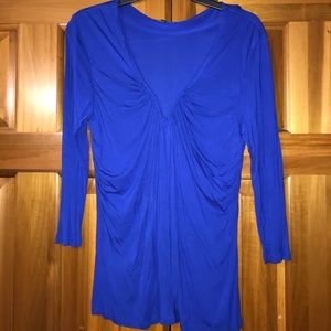 Cable & Gauge blue 3/4 length sleeve top